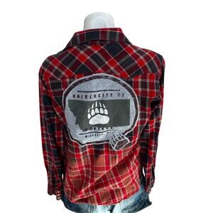 University of Montana Grizzlies Plaid Flannel Shirt LARGE Oversize Football Griz